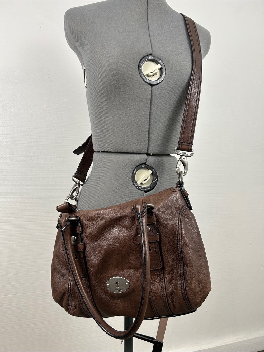 Fossil Brown Leather Convertible Shoulder Bag